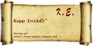 Kopp Enikő névjegykártya